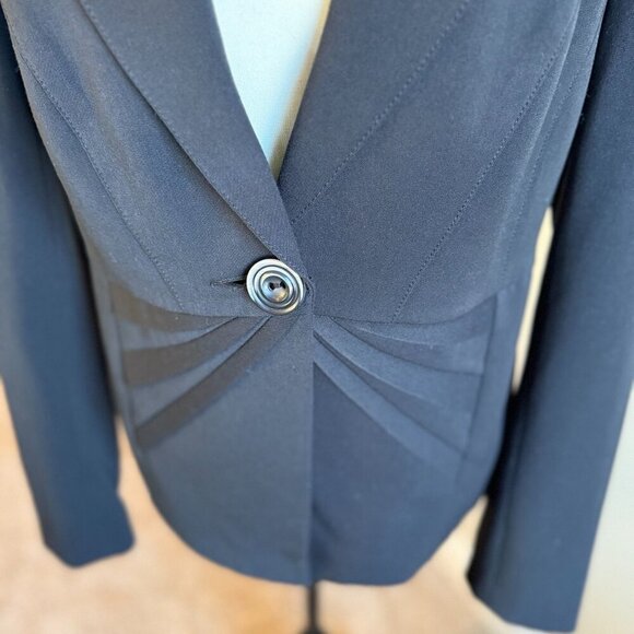 Tribal Suit Jacket Blazer double breasted black one button front embellishment - Picture 2 of 12